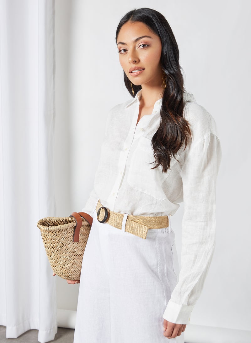 مانجو قميص من الكتان أوف وايت - Image 1