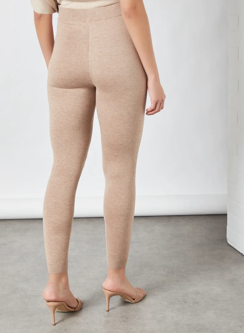 MANGO Knitted Pants Beige