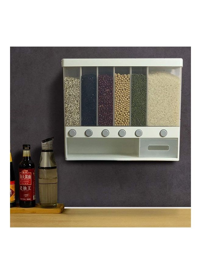6-Grid Food Dispenser for Dry Food Fruit Storage Box White 41.5x16x25.5cm - Image 3
