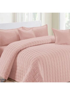 6-Piece Double-Sided Quilt with Sheet and Pillow Set Microfiber Pink - v1622027009/N47667038A_3