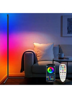 مصباح LED أرضي للزاوية بإضاءة RGB ومزود بجهاز تحكم عن بعد متعدد الألوان 142سم