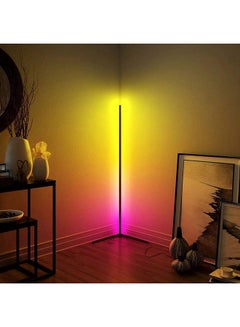 مصباح LED أرضي للزاوية بإضاءة RGB ومزود بجهاز تحكم عن بعد متعدد الألوان