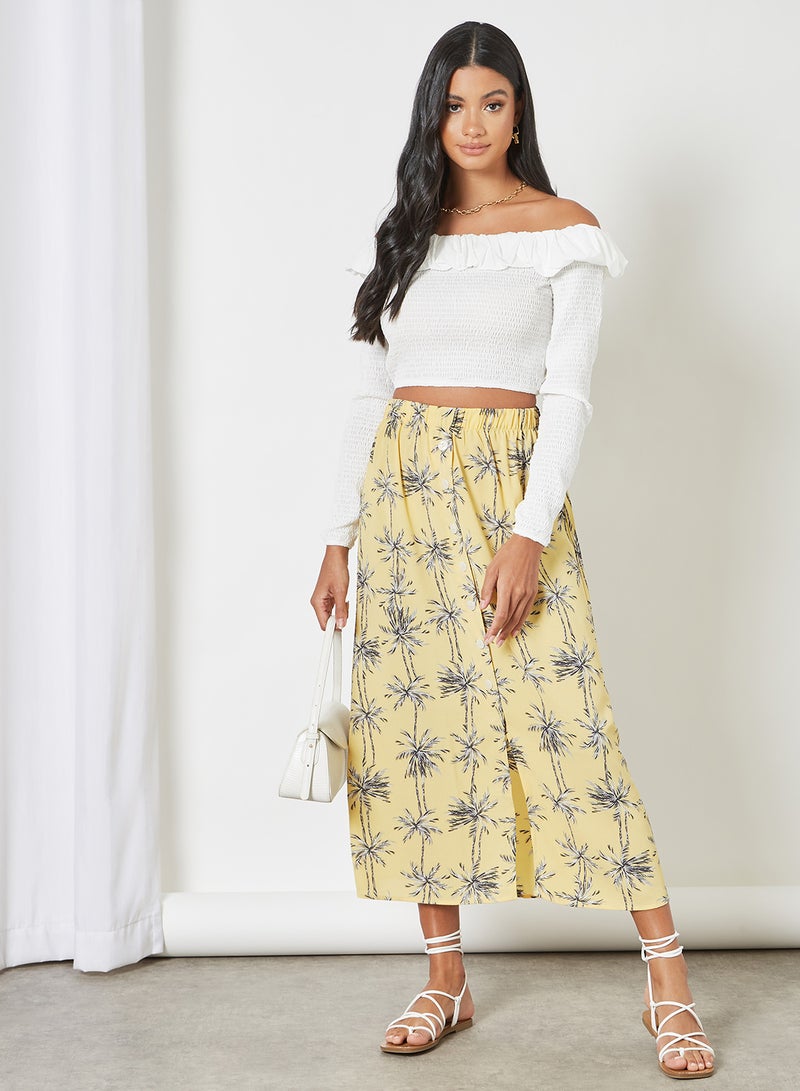 ONLY - Printed Midi Skirt Misted Yellow - Image 1