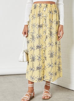 Printed Midi Skirt Misted Yellow