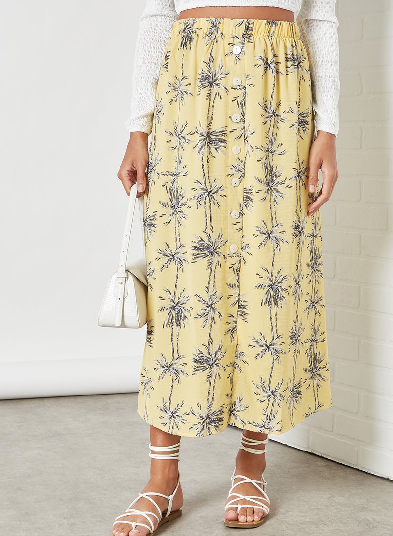 ONLY - Printed Midi Skirt Misted Yellow - Image 1