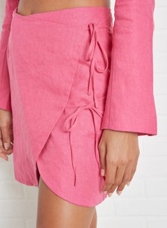 Overlap Linen Skirt Pink - v1622035267/N45963351V_4