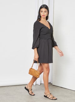 NA-KD Smocked Mini Dress Black  - Image 3