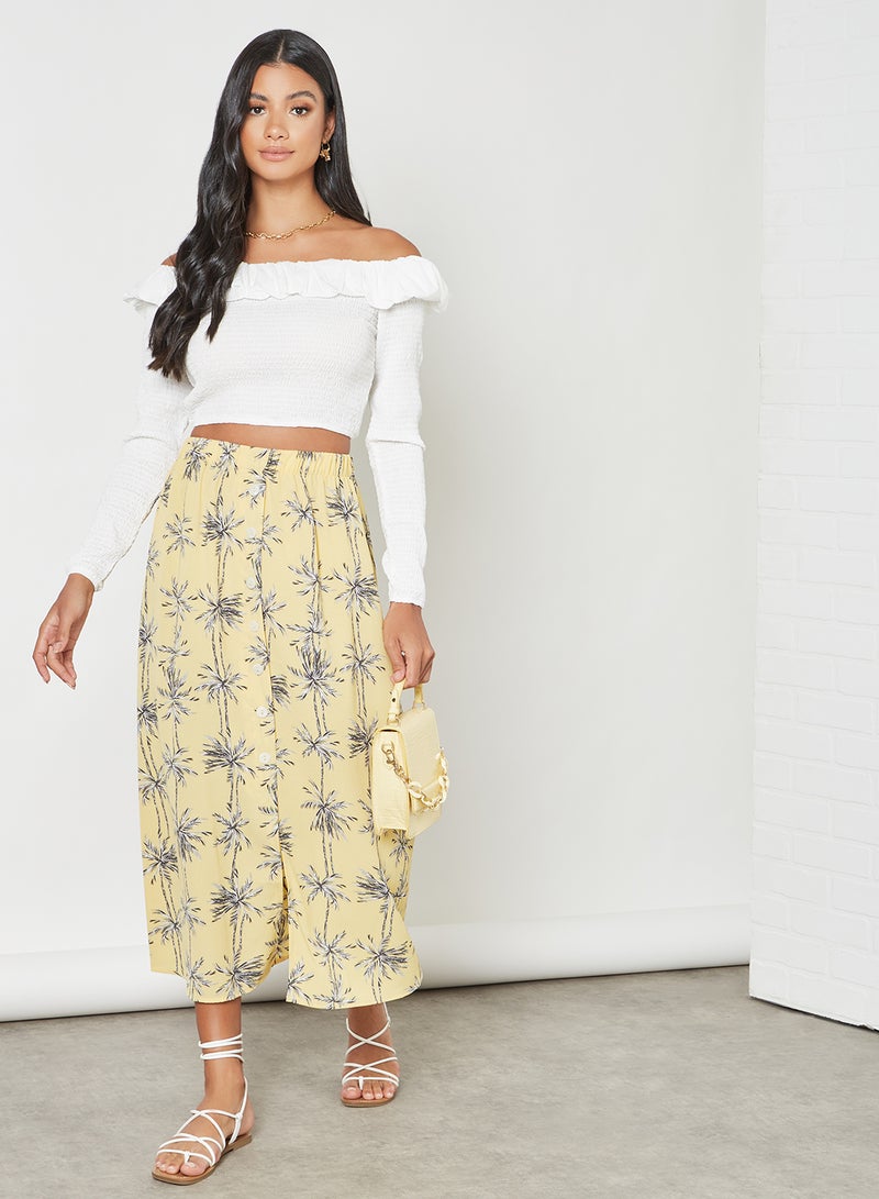 NA-KD - Smocked Off Shoulder Top White - Image 1