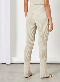 NA-KD Ribbed Knitted Pants Beige  - Image 2