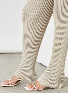 NA-KD Ribbed Knitted Pants Beige  - Image 4