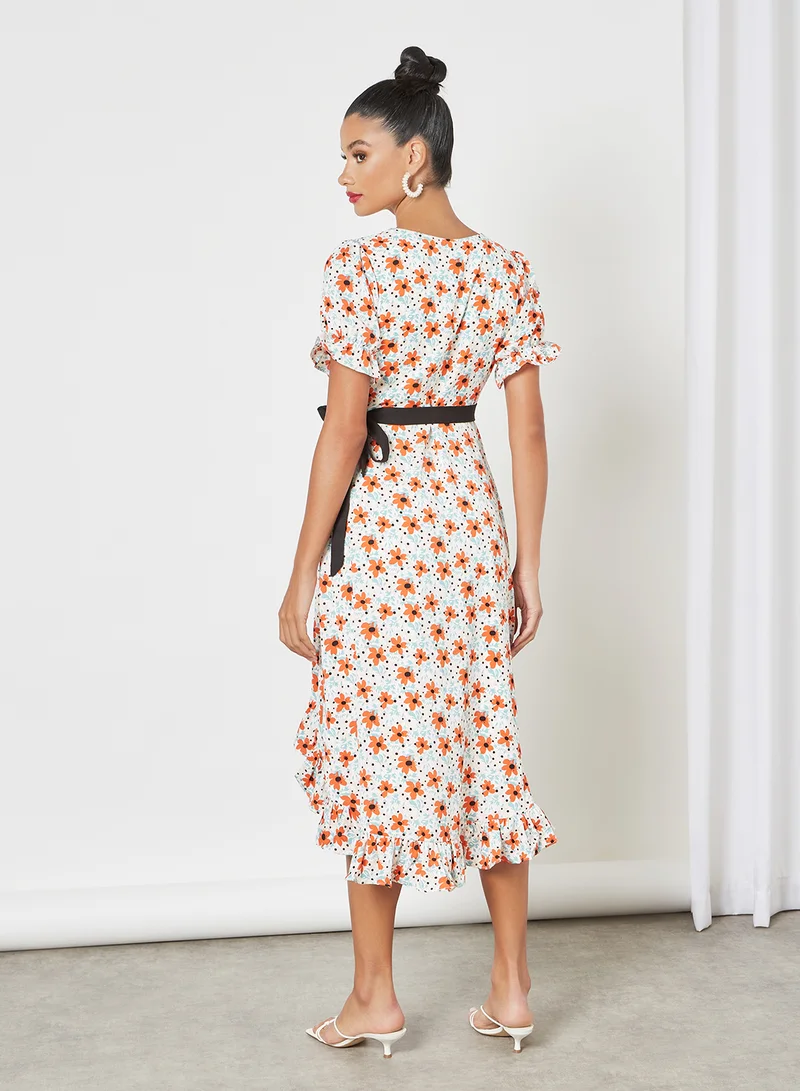 Chi-Chi London Floral Print Wrap Dress