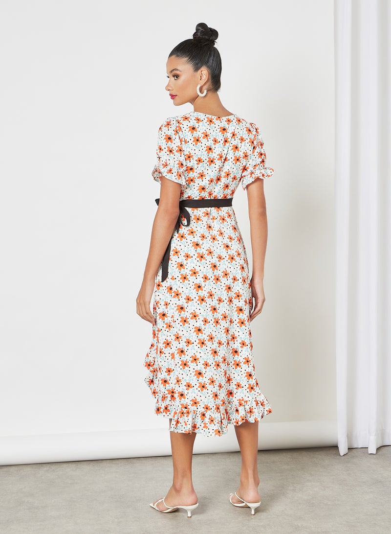 Chi-Chi London - Floral Print Wrap Dress Multicolour - Image 1