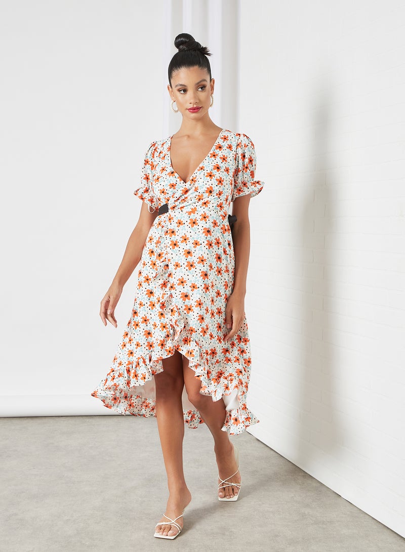 Chi-Chi London - Floral Print Wrap Dress Multicolour - Image 1