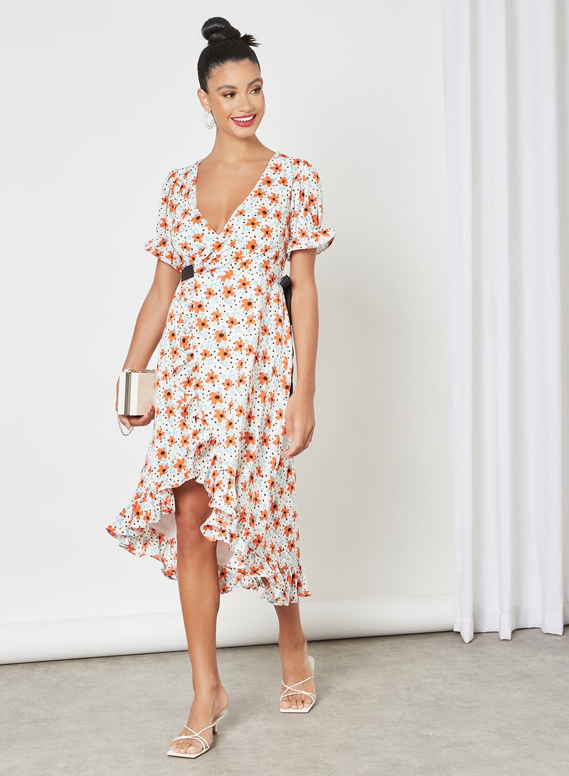 Chi-Chi London - Floral Print Wrap Dress Multicolour - Image 1