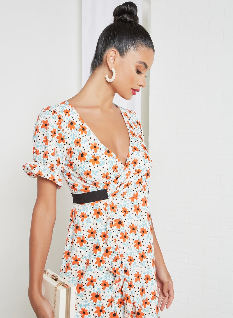 Chi-Chi London - Floral Print Wrap Dress Multicolour - Image 1