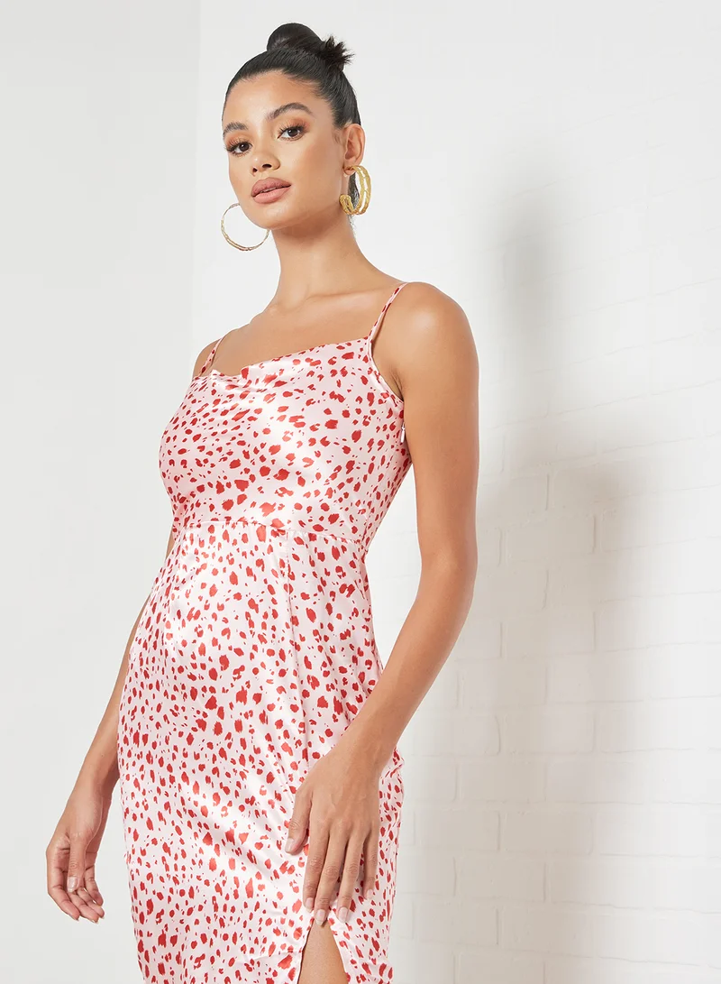 Chi-Chi London Cowl Neck Strap Dress Pink