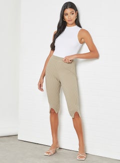 NA-KD Front Slit Knitted Capri Pants Beige  - Image 3