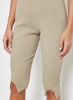 NA-KD Front Slit Knitted Capri Pants Beige  - Image 4