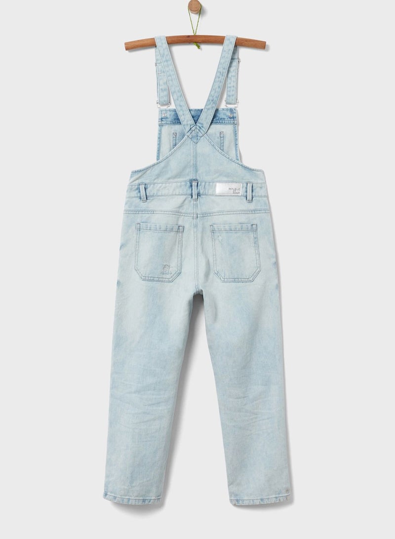 Ovs Casual Ripped Denim Dungaree Blue - Image 2