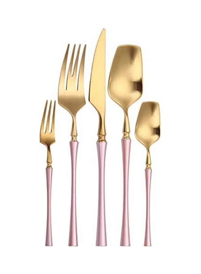 XiuWoo 5-Piece Various Size Stainless Steel Cutlery Set Golden/Pink
