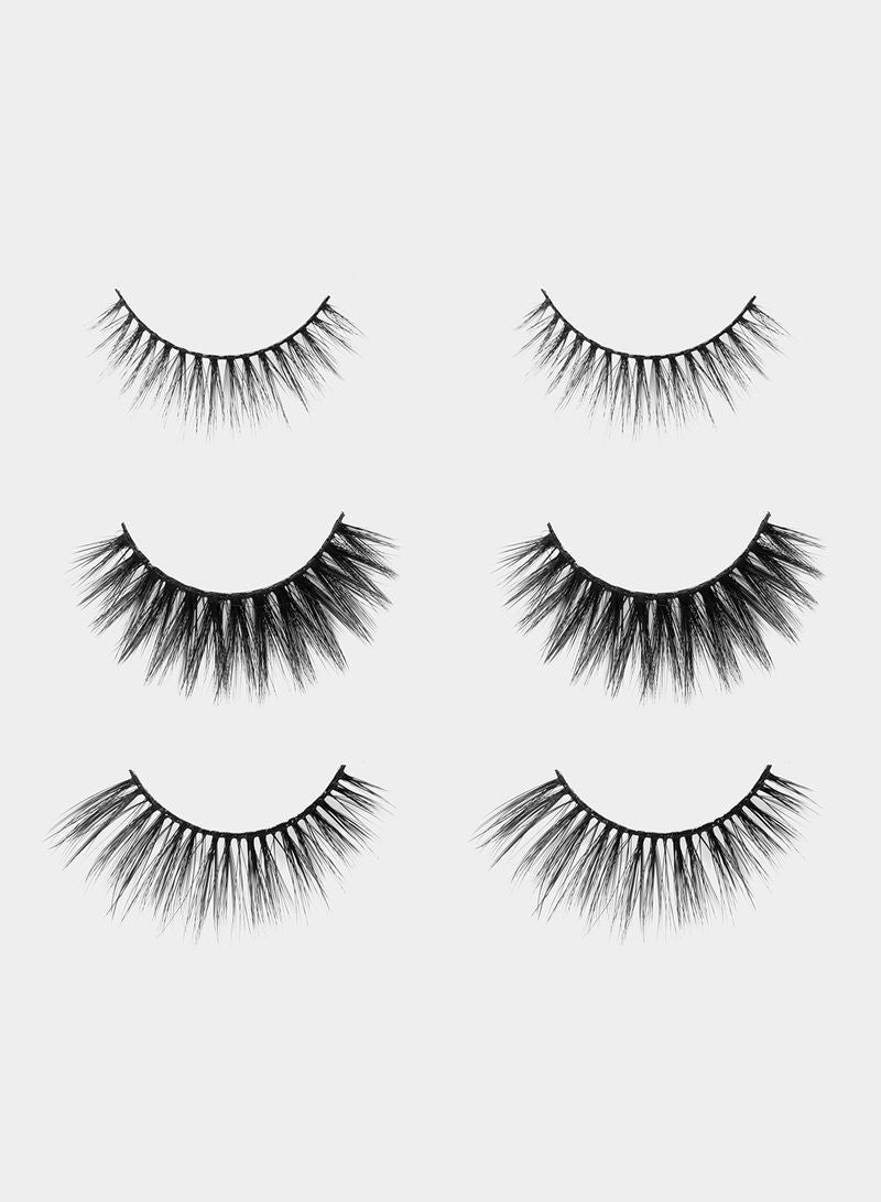 Aila XXXTRA Pack Of 3 False Eyelashes Natural + Length + Volume Black - Image 3
