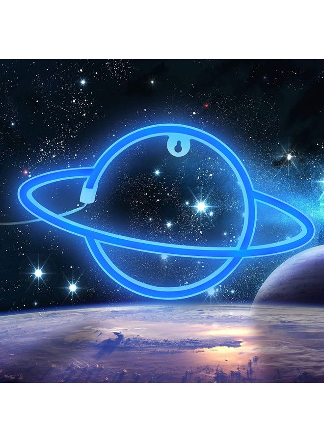 XiuWoo Planet Neon Sign Light with Stand Blue  - Image 1