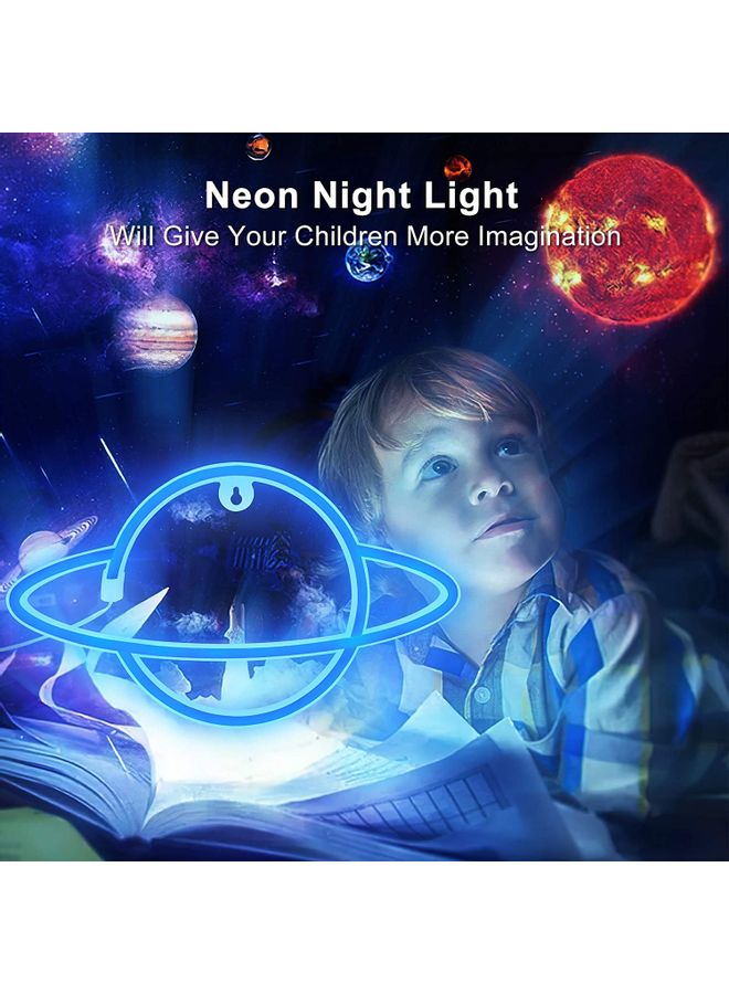 XiuWoo Planet Neon Sign Light with Stand Blue  - Image 2