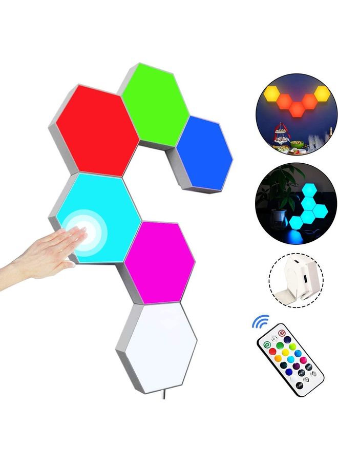 Generic 6-Piece Hexagon Wall Light with Remote Multicolour  - Image 1