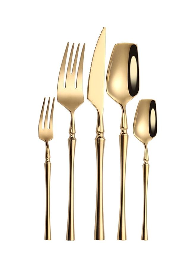 مجموعة أدوات مائدة من الستانلس ستيل بأحجام مختلفة، من 5 قطع ذهبي