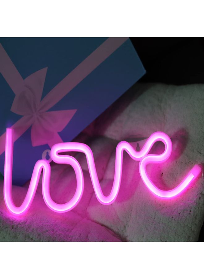 شو وو مصباح ليلي LED بلافتة نيون لحروف كلمة "Love" وردي  - Image 2