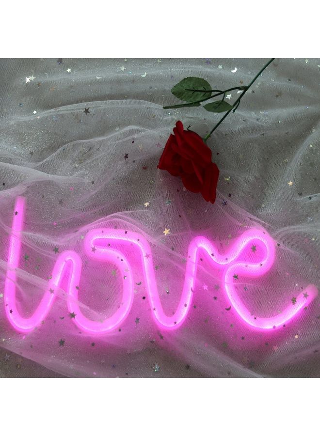 شو وو مصباح ليلي LED بلافتة نيون لحروف كلمة "Love" وردي  - Image 3