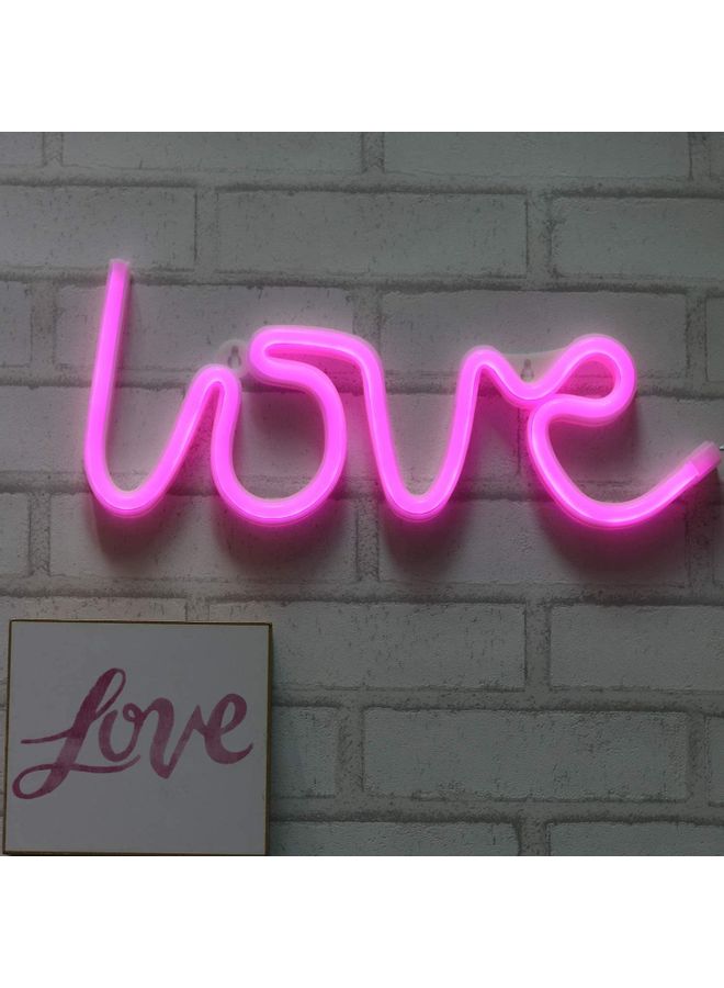 شو وو مصباح ليلي LED بلافتة نيون لحروف كلمة "Love" وردي  - Image 4