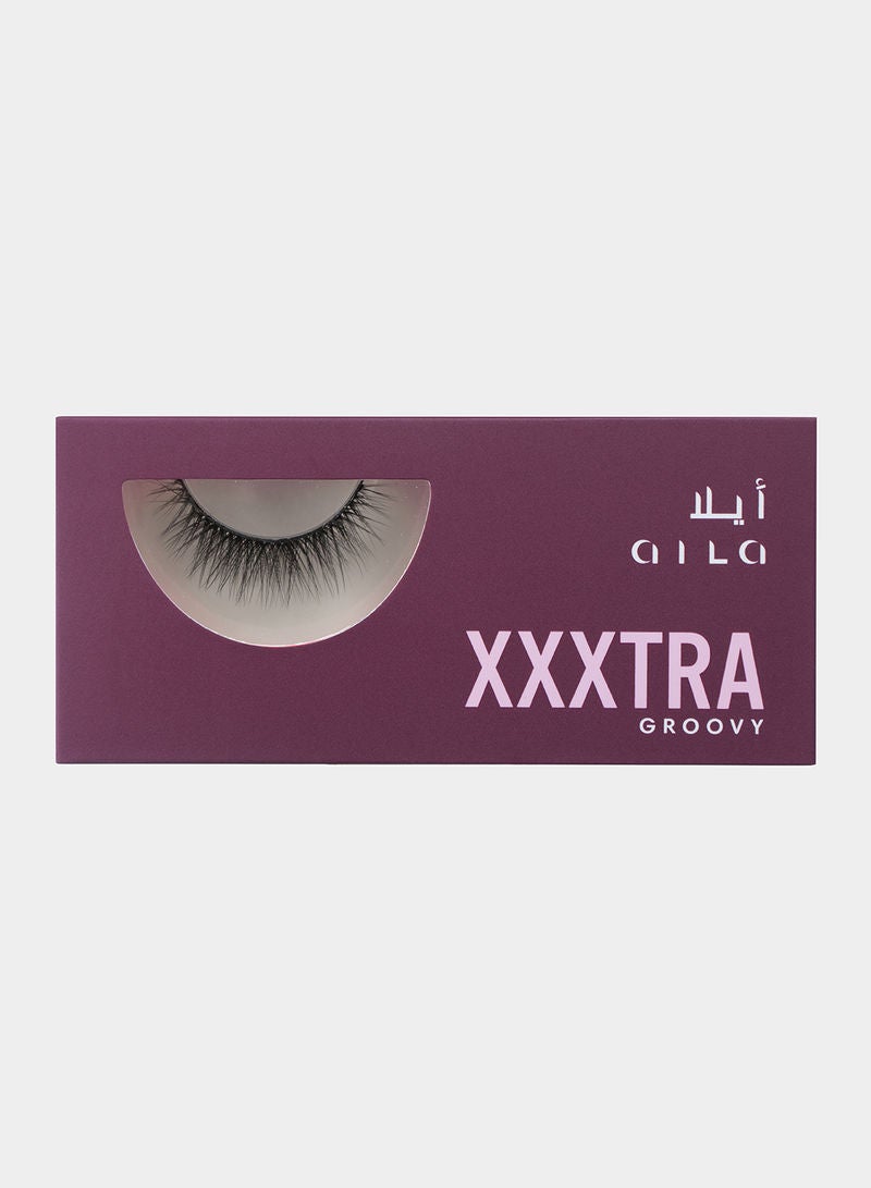 آيلا رموش صناعية XXXTRA جروفي لمظهر طبيعي وكثيف، لون أسود ناتشوال + حجم، أسود  - Image 2