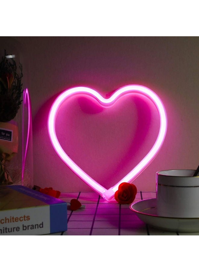 Generic Neon LED Heart Sign Shape Wall Decorative Light Pink 