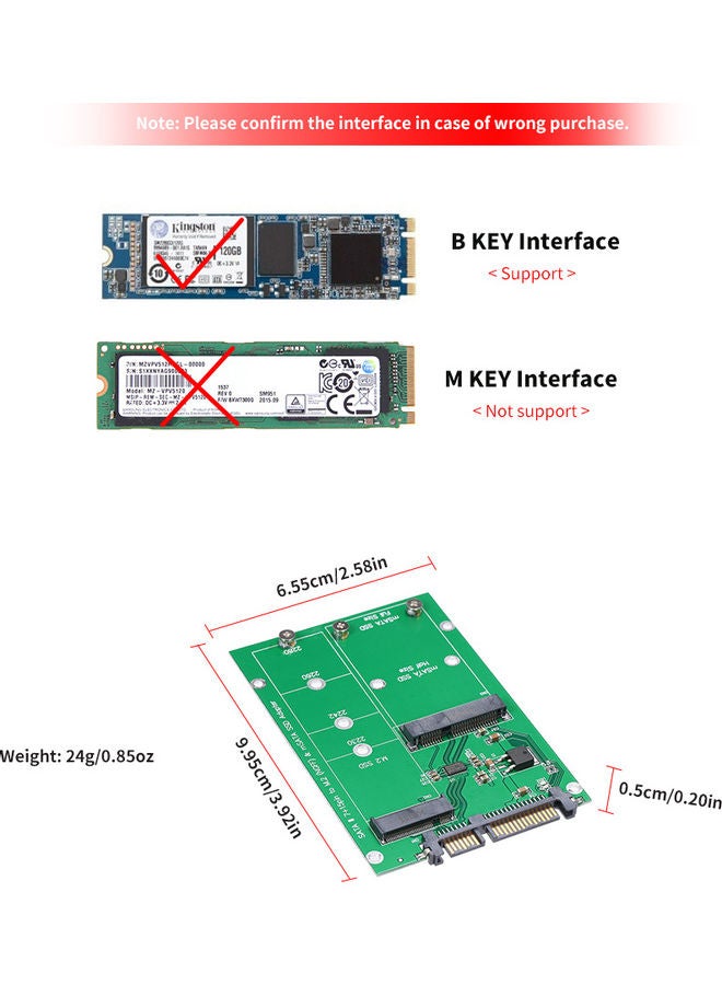 M.2 NGFF to SATA Adapter Card Green/Black  - Image 2