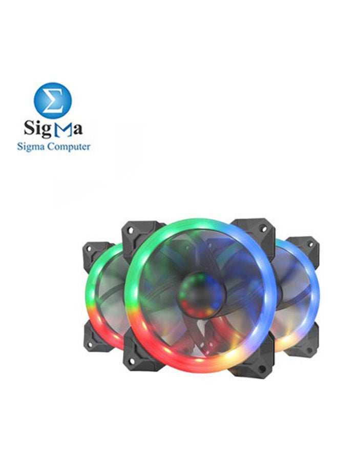 REDRAGON Computer Case 3x PC Cooling Fan RGB LED Quiet High Airflow Adjustable Fan - Image 1