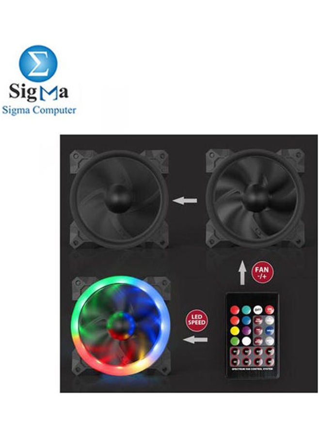 REDRAGON Computer Case 3x PC Cooling Fan RGB LED Quiet High Airflow Adjustable Fan - Image 2