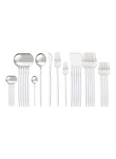 XiuWoo 30-Piece Various Size Stainless Steel Cutlery Set Silver/White 