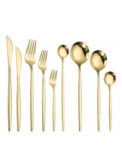 XiuWoo 9-Piece Various Size Stainless Steel Cutlery Set Golden 