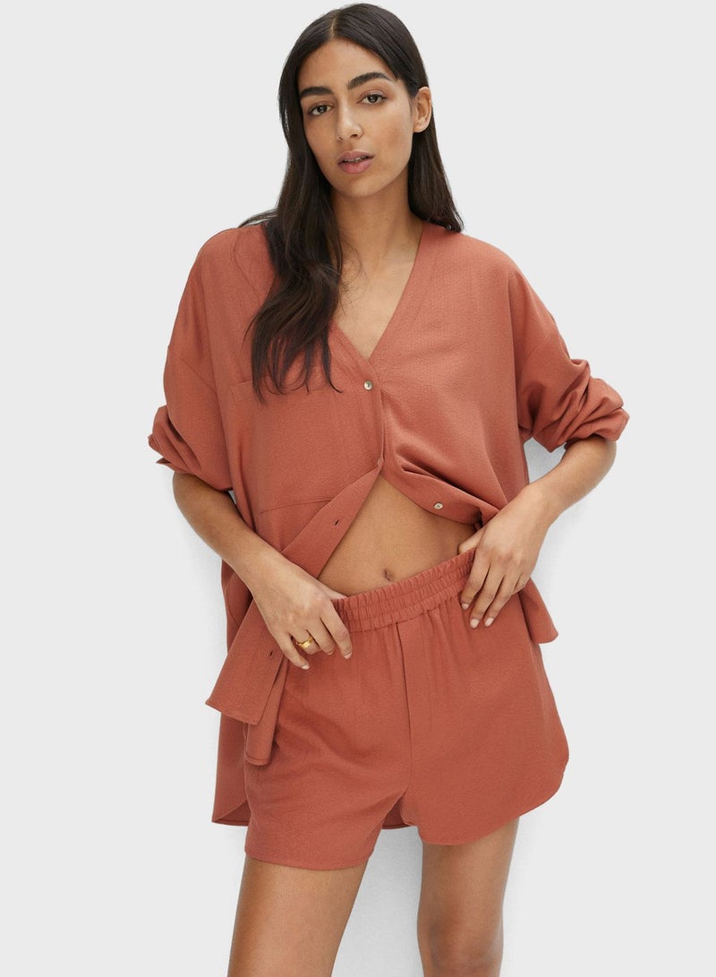 MANGO Elasticated Casual Shorts Light Brown  - Image 1