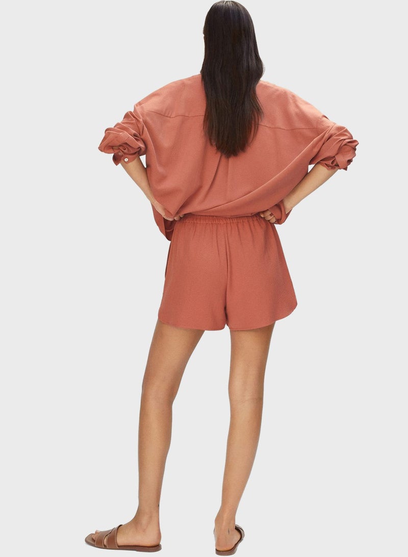 MANGO Elasticated Casual Shorts Light Brown  - Image 2
