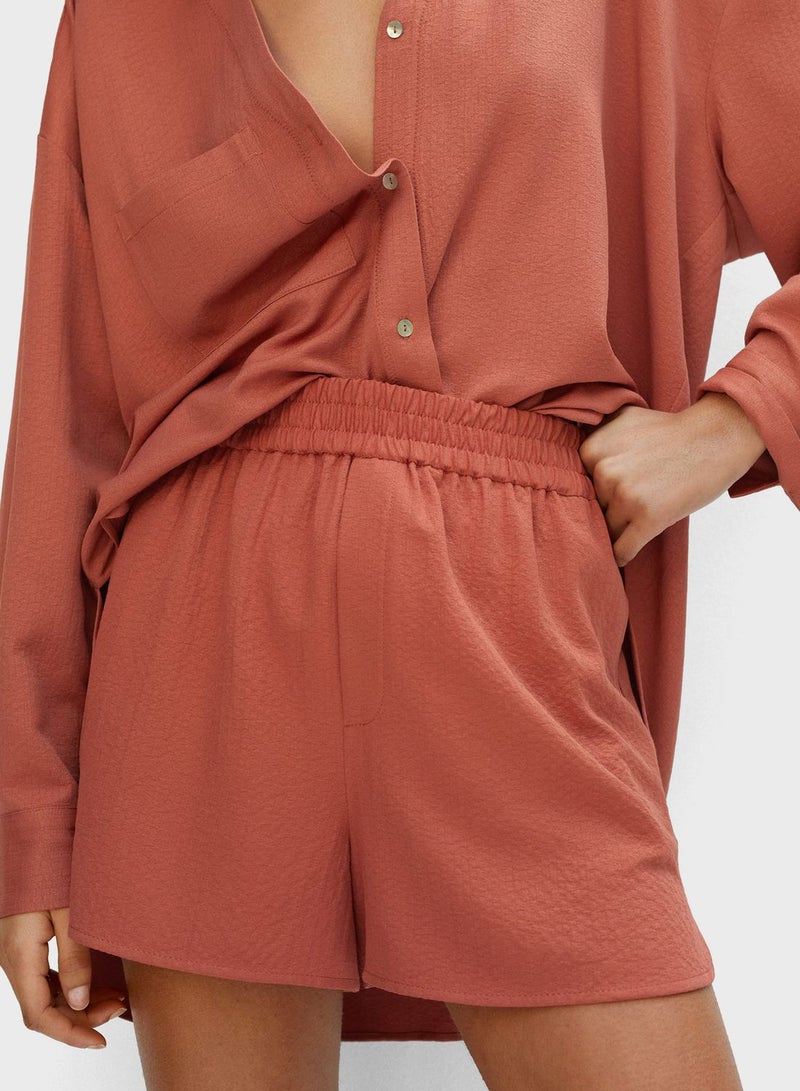 MANGO Elasticated Casual Shorts Light Brown  - Image 3