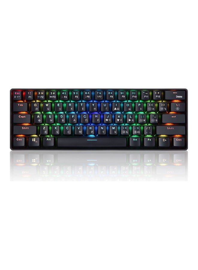 USB Wired 61 Key Mechanical Keyboard with RGB Light Effect Black - Image 1