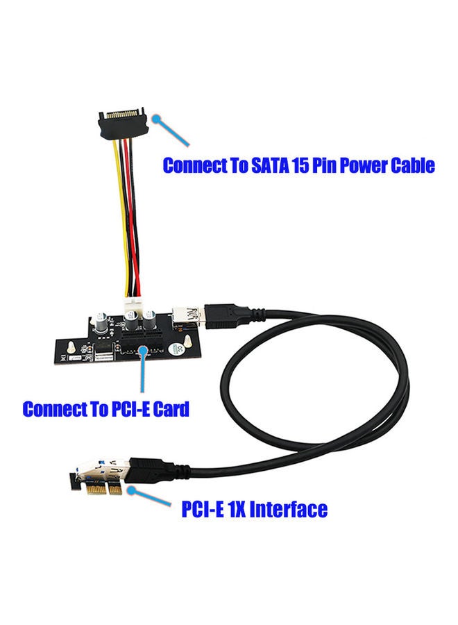 Generic - PCI-E 1X to 1x/4x/8x/16x Extension Card Adapter Card Black/Silver - Image 1
