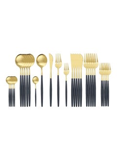 XiuWoo 30-Piece Various Size Stainless Steel Cutlery Set Golden/Black 