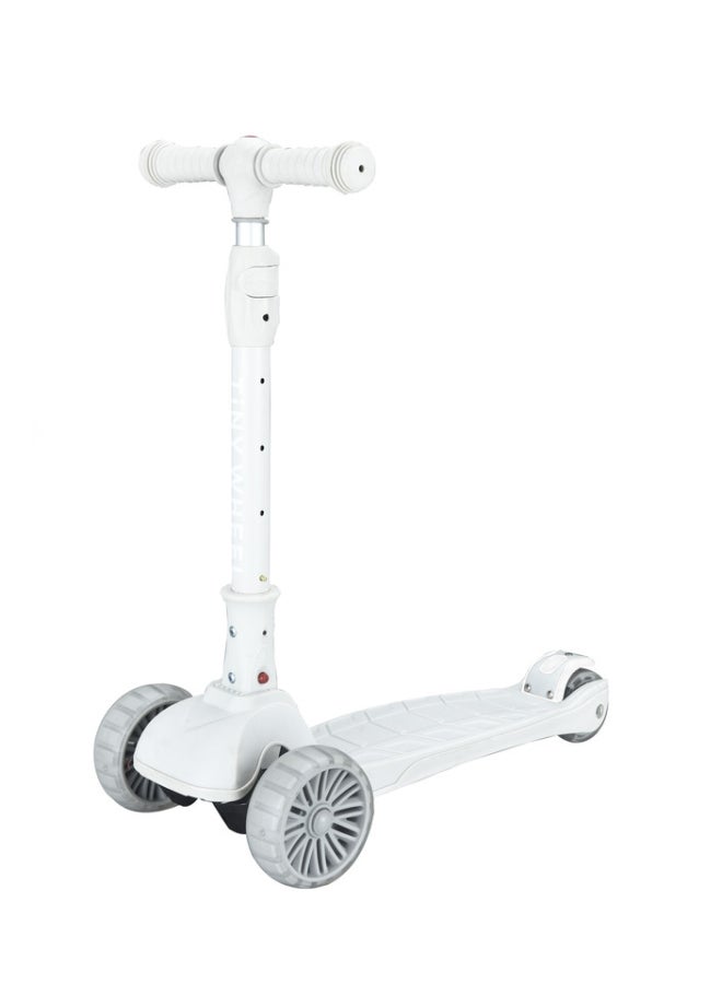 TINY WHEEL 3-Wheel Kick Scooter With Foldable Feature In White For Kids And Adults Grey 18cm - Image 1