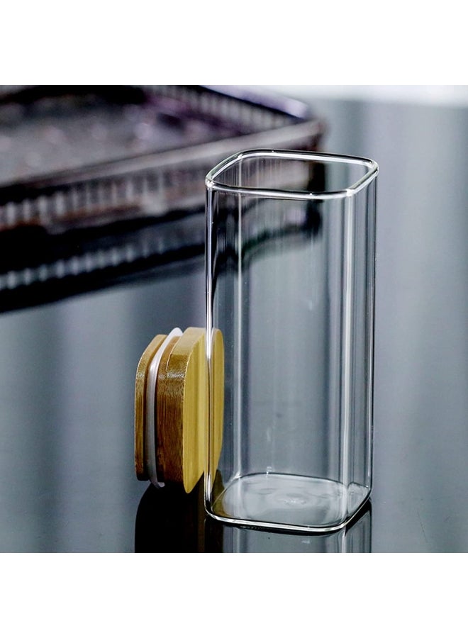 Lushh 2-Piece Square Glass Food  Storage Jar Clear/Beige 25.5x10cm - Image 2