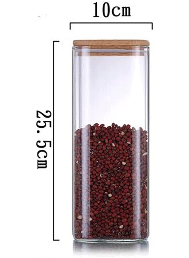 Lushh 2-Piece Square Glass Food  Storage Jar Clear/Beige 25.5x10cm - Image 3