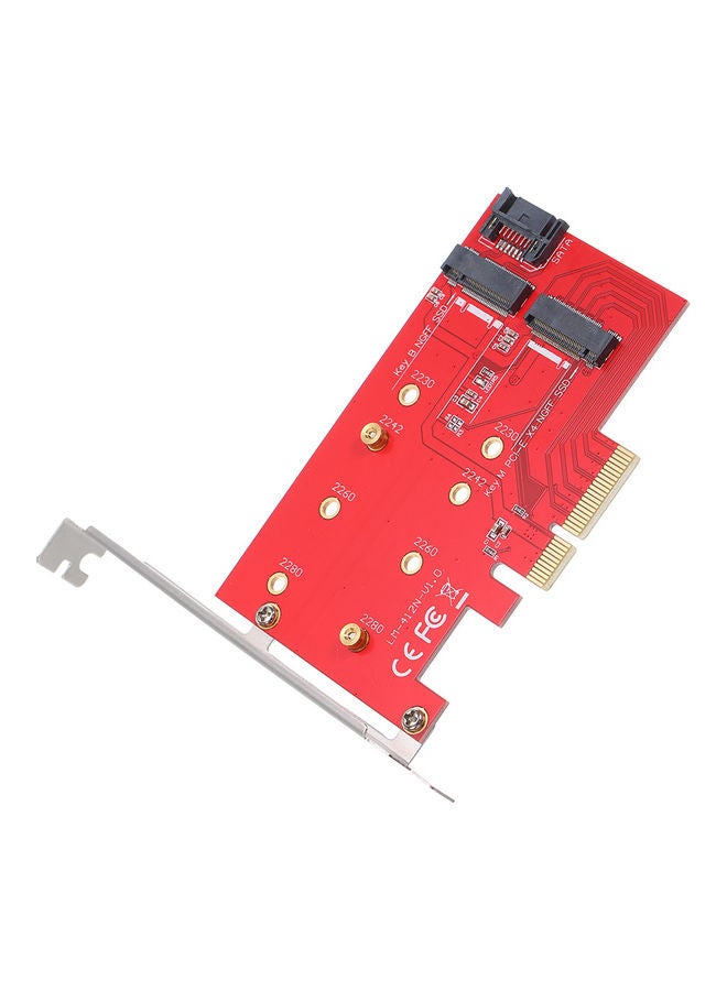 Generic NGFF SSD to PCI-E Express Adapter Dual Slots Red/Silver  - Image 2