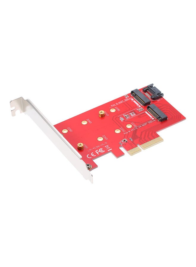 Generic NGFF SSD to PCI-E Express Adapter Dual Slots Red/Silver  - Image 3